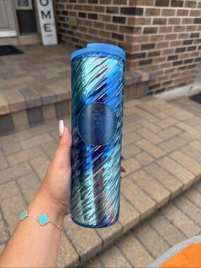 Starbucks Blue Iridescent Swirl Travel Tumbler